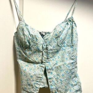 Floral Blue and White Women's Top